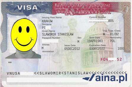 Przykładowa wiza amerykańska